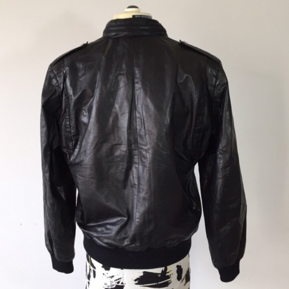 Vintage Leather Bomber Jacket Flaw Inside No Size - Picture 3 of 8